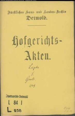 Lüpke, Anton, Kaufmann zu Lemgo gegen Jakob Grote in der Lage - Schuldforderung