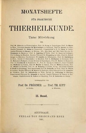 Monatshefte für praktische Tierheilkunde. 2. 1891