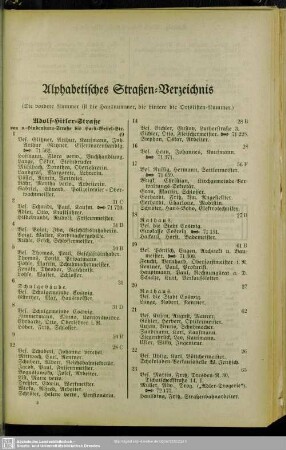 Häuserbuch : Alphabetisches Straßen-Verzeichnis