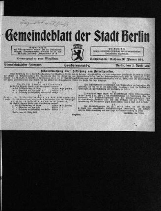 Sonderausgabe, 3. April 1923
