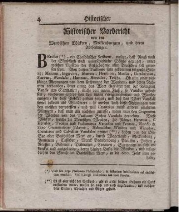 Historischer Vorbericht von den Wendischen Völckern, Mecklenburgern, und deren Abtheilungen.