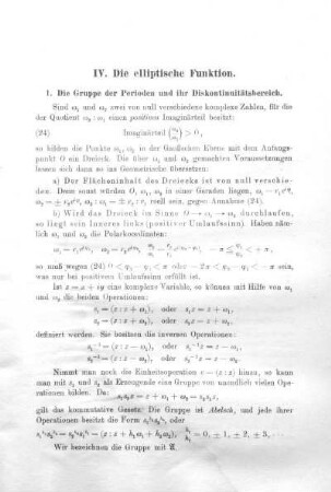 IV. Die elliptische Funktion