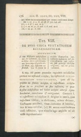 Tit. VIII. De Iure Circa Visitationem Ecclesiasticam