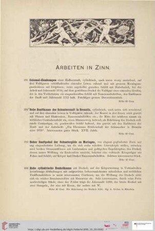 Arbeiten in Zinn (Nr. 391-407)