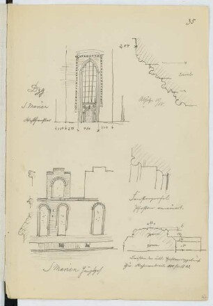 Marienkirche, Danzig: Details (aus: Skizzen- und Fotoalbum 20)