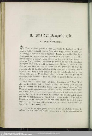 II. Aus der Baugeschichte