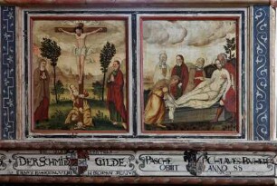Bemalung der Gildenprieche mit Szenen des Neuen Testaments — Kreuzigung und Grablegung Christi