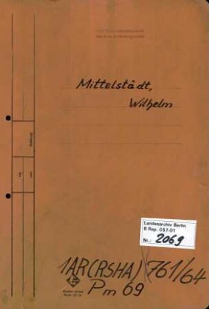 Personenheft Wilhelm (Willy) Mittelstädt (*29.04.1905), Polizeisekretär