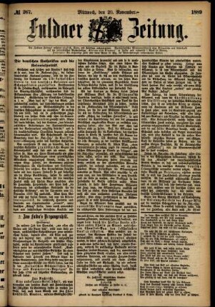 Ausgabe vom Mittwoch, den 20. November 1889.