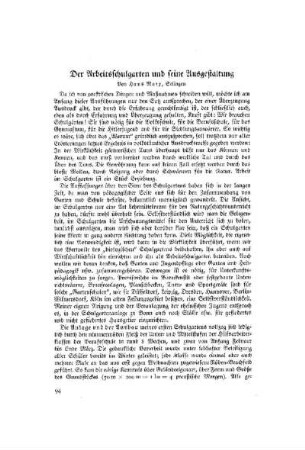 Der Arbeitsschulgarten und seine Ausgestaltung