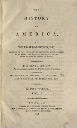 The History of America. Vol. 1