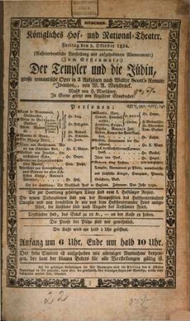 Königliches Hof- und Nationaltheater. 1834/35. Okt. 1834 - Sept. 1835