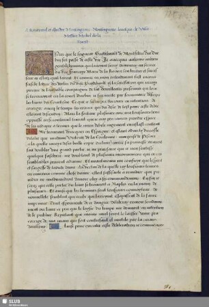 [Vorrede:] A Reuerend et illustre Monseigneur Monseigneur leuesque de Visee Messire Michel de la Forest. (A)Pres que le seigneur Guydebault de Montfeltre Duc Durbin ...