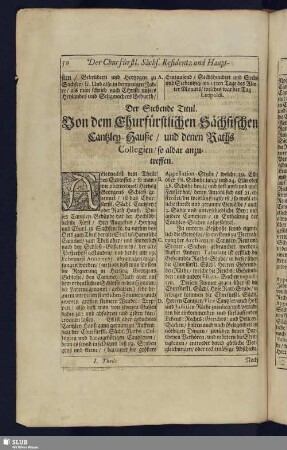 Der Siebende Titul. Von dem Churfürstlichen Sächsischen Canzley-Hause