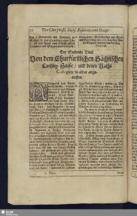 Der Siebende Titul. Von dem Churfürstlichen Sächsischen Canzley-Hause