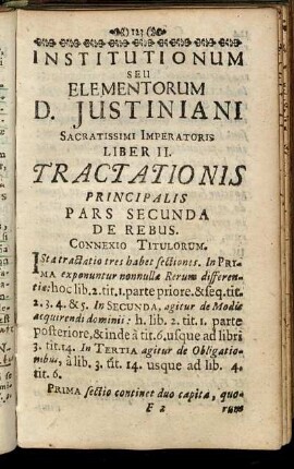 Tractationis Principalis Pars Secunda De Rebus.