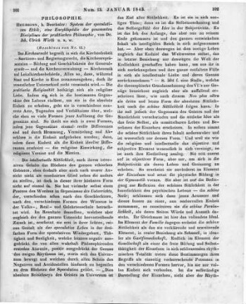 Wirth, J. U.: System der speculativen Ethik, eine Encyclopädie der gesammten Disciplinen der practischen Philosophie. Bd. 1-2. Heilbronn: Drechsler 1841-42 (Beschluss von Nr. 12)