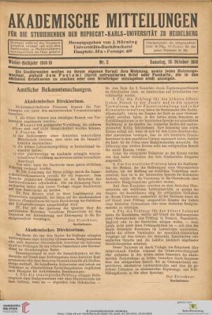 Nr. 2 (19. Oktober 1918)