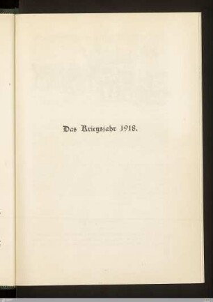 Das Kriegsjahr 1918