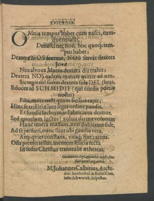 Omnia tempus habet cum nasci tumquerenasci, [...]