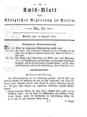 No 26, 16. August 1821