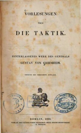 Vorlesungen über die Taktik