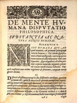 Philosophica de mente humana disputatio