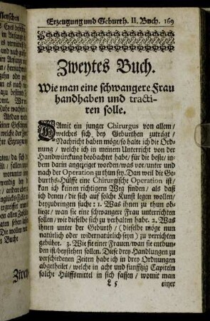 Zweytes Buch. Wie man eine schwangere Frau handhaben und tractiren solle.