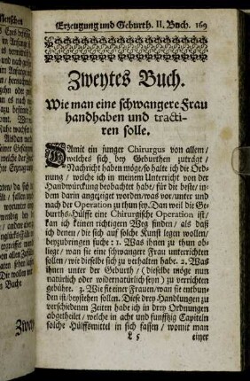 Zweytes Buch. Wie man eine schwangere Frau handhaben und tractiren solle.