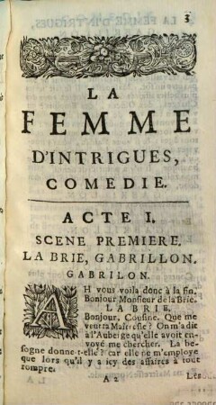 Les Oeuvres De Monsieur Palaprat. 1[,6], La Femme D'Intrigues : Comedie