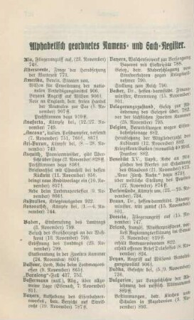 Alphabetisch geordnetes Namens- und Sach-Register