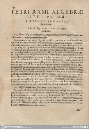 Petri Rami Algebrae Liber Primus A Lazaro Schoneri emendatus.
