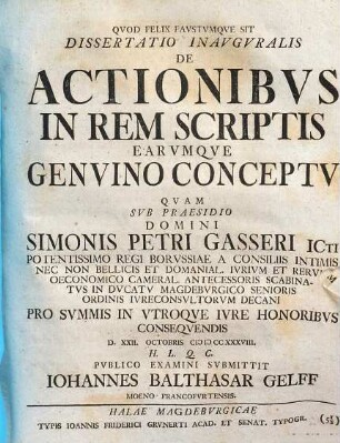 Dissertatio inauguralis de actionibus in rem scriptis earumque genuino conceptu
