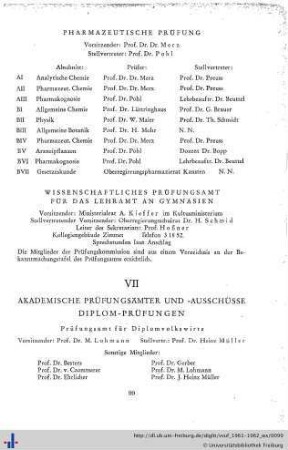 VII. Akademische Prüfungsämter und Ausschüsse