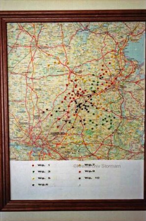Stormarner Kultur- und Geschichtstage: Landkarte vom südöstlichen Schleswig-Holstein: Vertriebsgebiet der Firma Kropp