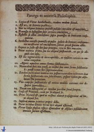 Parerga ex universa Philosophia.