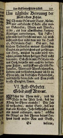 VI. Fest-Gebeter.