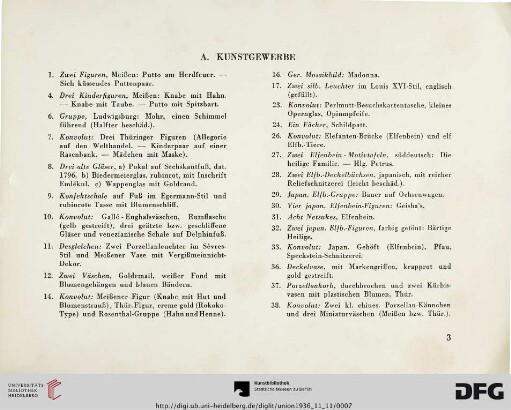 A. Kunstgewerbe (Nr. 1-57)
