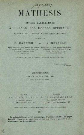 TOME I. JANVIER 1891.