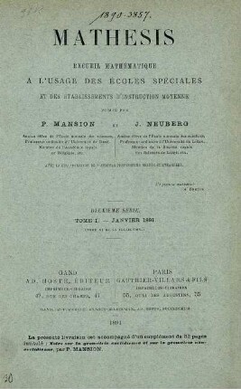 TOME I. JANVIER 1891.