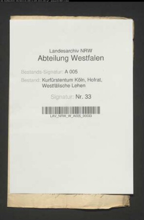 Bruchstück eines westfälischen Lehnsprotokoll