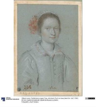 Porträt einer jungen Frau, mit einem Tuch im Haar