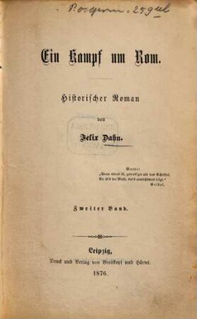 Ein Kampf um Rom : historischer Roman, 2