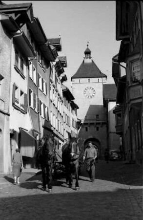 Laufenburg: Gasse mit Stadttor, Obere Wasengasse, Schweiz