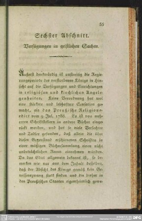 Sechster Abschnitt. Verfügungen in geistlichen Sachen