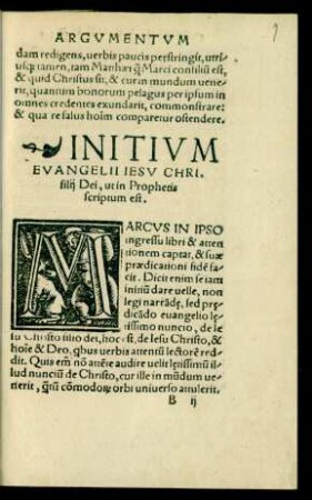 Initium Evangelii Iesu Chri. filii Dei, ut in Prophetis scriptum est.