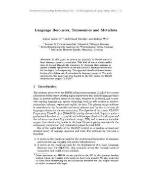 Language Resources, Taxonomies and Metadata