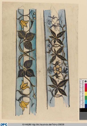 Blauer Ornamentstreifen - Blumenranken