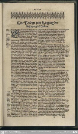 Eine Predigt zum Eingang der Außlegung deß Psalters