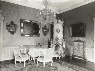 Diesbar-Seußlitz. Schloss. Innenraum mit Kamin